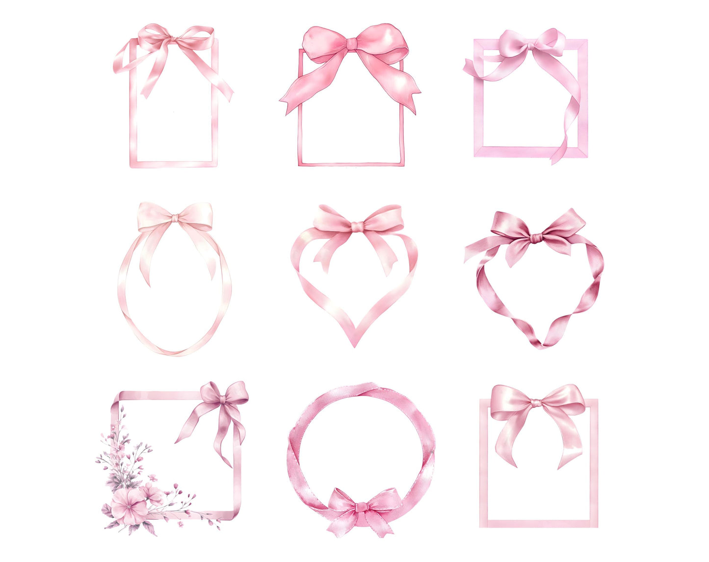 Pink Coquette Bow Clipart Bundle, Watercolor Pink Bow Ribbon Clipart, Coquette Bow png, Bow Ribbon Clipart, Pink Bow png, Bow Clipart
