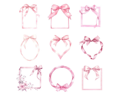 Pink Coquette Bow Clipart Bundle, Watercolor Pink Bow Ribbon Clipart, Coquette Bow png, Bow Ribbon Clipart, Pink Bow png, Bow Clipart
