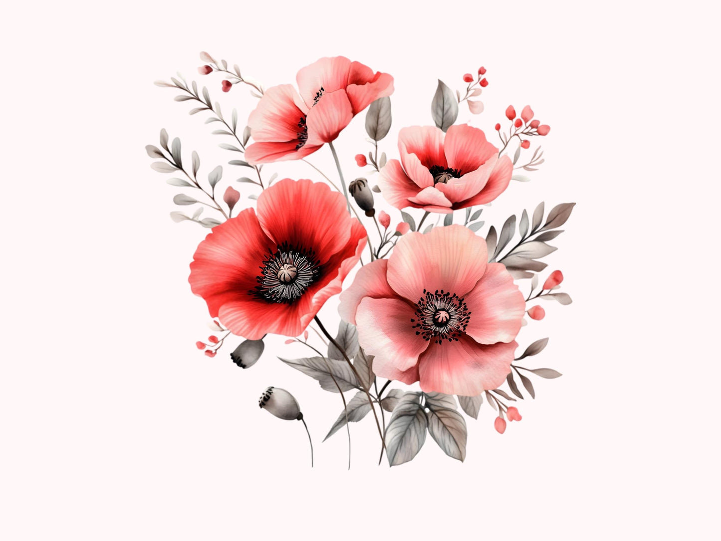 Clipart-Bundle mit rosafarbenen Blumen (PNG), Aquarell-Blumen-Clipart-Bundle, Blumen-Clipart, Blumen-PNG, Blumenstrauß, Hochzeitsblumen-Clipart (PNG)