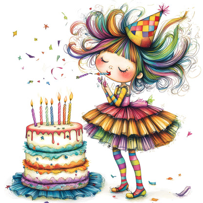 Quirky Birthday Cake Clip Art png Bundle, Watercolor Quirky Birthday Cake Clip Art, Card Making Clipart, Quirky Birthday Girl Clip Art