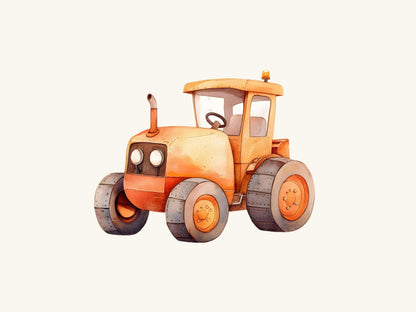 Baustellen-Clipart-Paket, Baustellenfahrzeug-Clipart-PNG-Paket, Fahrzeug-Clipart, Baustellen-LKW-Clipart, Aquarell-Fahrzeug