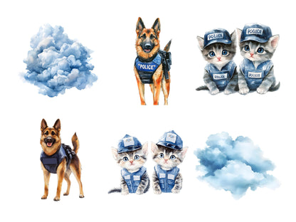 Watercolor Police Clipart png Bundle, Police Clipart, Cute Police Clipart, Police Station Clipart, Police Car Clipart, Police Officer png