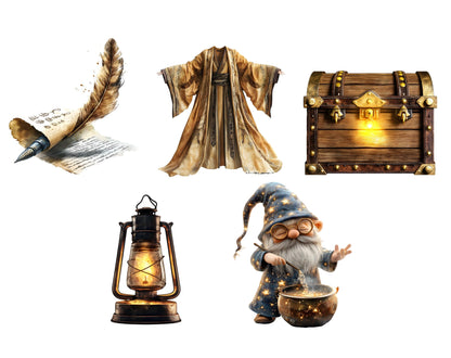 108 Watercolor Wizard School Clipart Bundle, Wizard School Clipart, Magic Wizard Clipart png, Magic School Clipart High Quality png