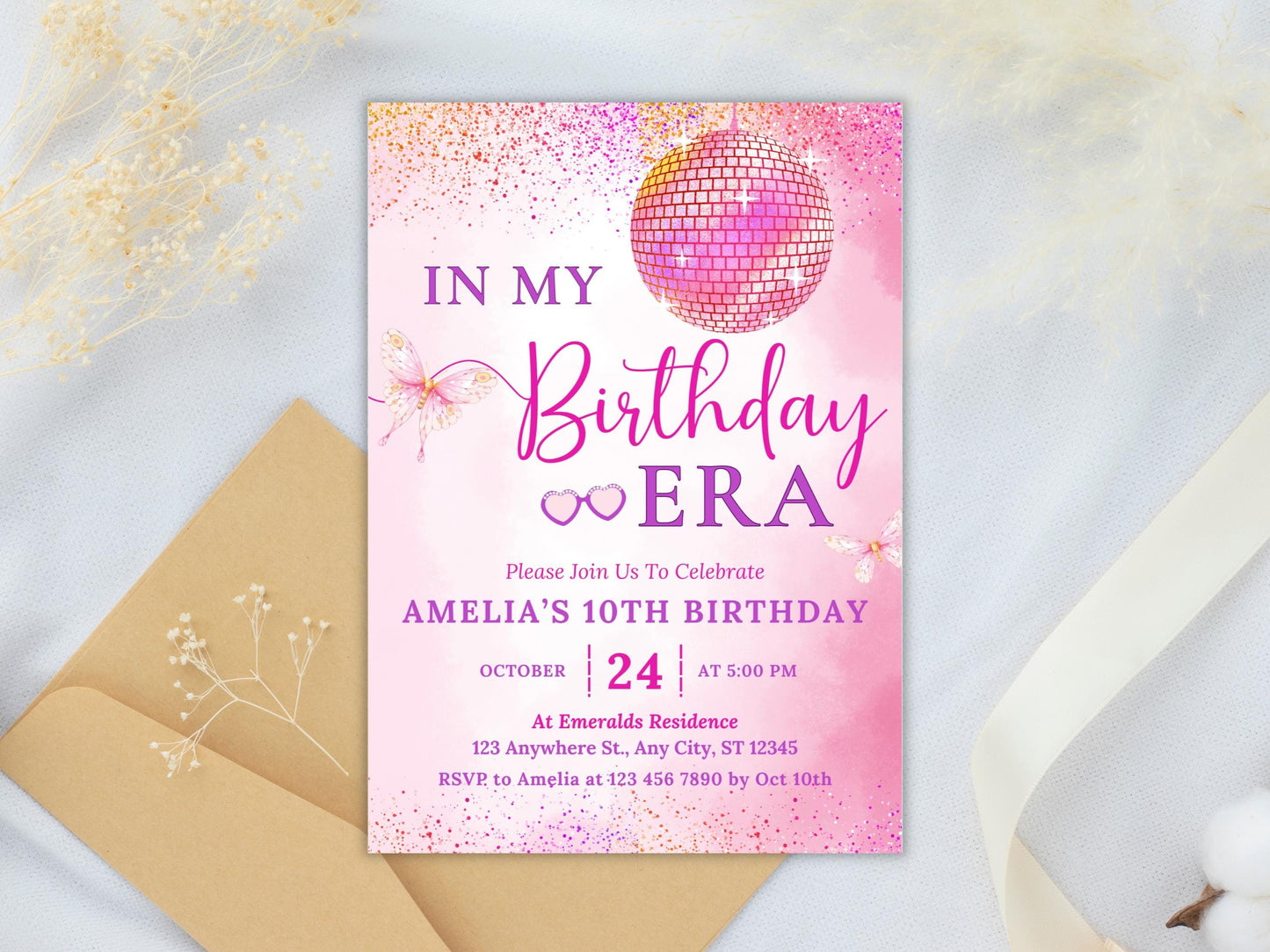 In My Birthday Era Invitation Template, Teen Girl Purple Music Party (Digital Download)