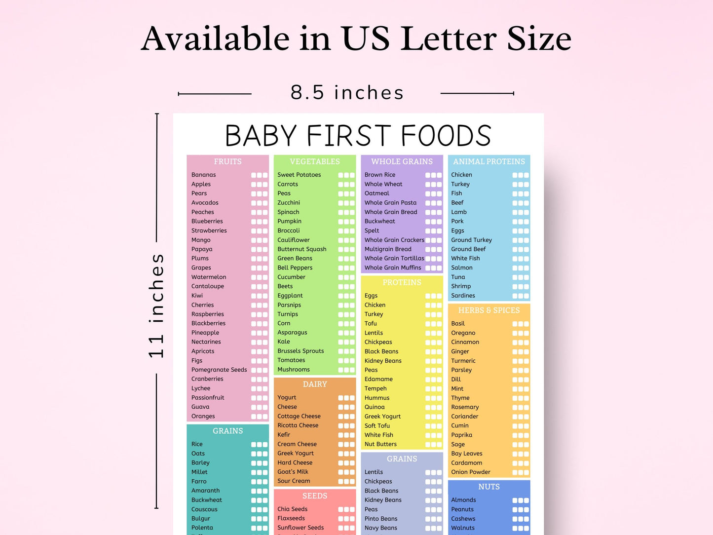 Checkliste für Babys erste Beikost: Beikost-Tracker, über 160 Lebensmittel (Digitaler Download)