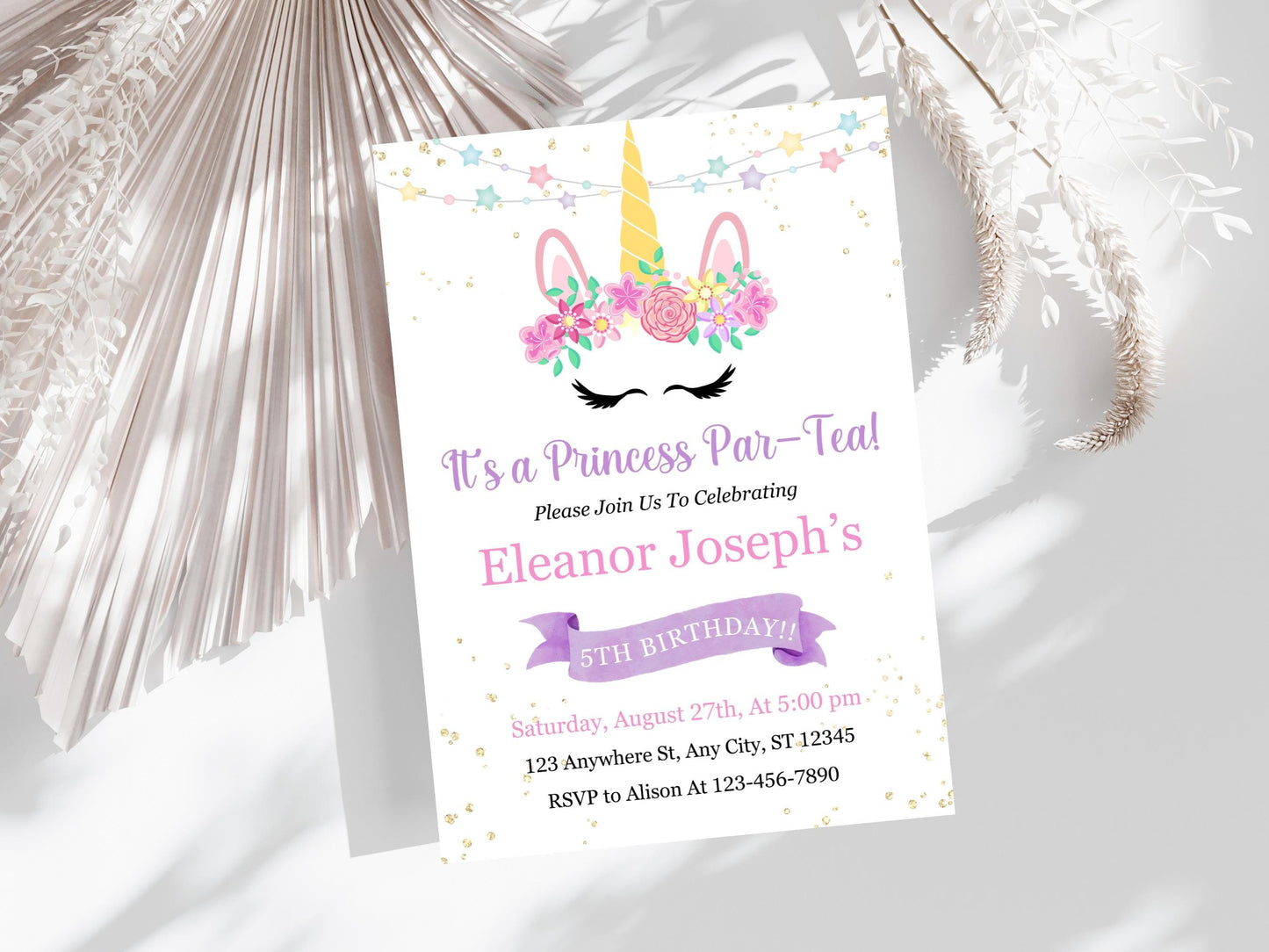 Magical Unicorn Birthday Invitation: Princess Par-Tea (Digital Download)