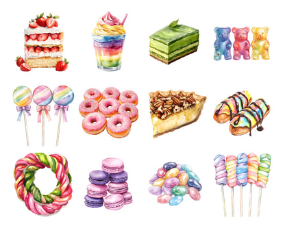 Watercolor Pastel Candy Clipart Bundle (Digital Download)