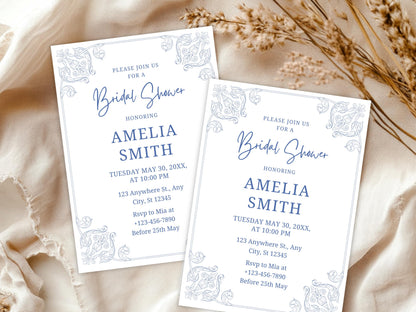 Floral Bridal Shower Invitation Template: Wildflower Design (PDF)