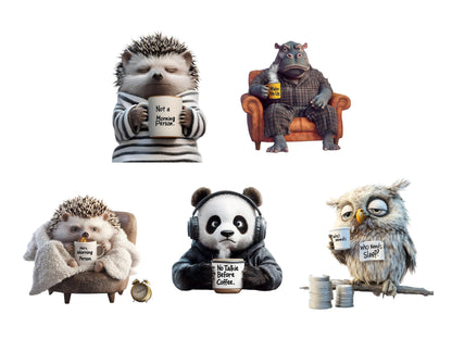 25 Grumpy Coffee Animal Clipart Bundle, Grumpy Coffee Animal png, Quirky Animal Clipart, Grumpy Animal Clipart png, Cute Animal Clipart