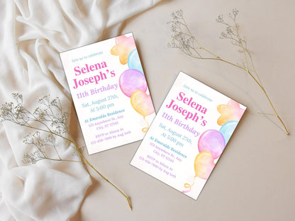 Editable Balloon Birthday Invitation Template: Kids Party Invite (PDF)