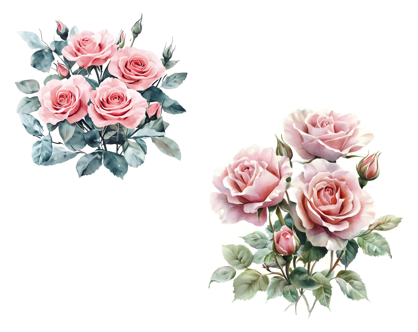 Rosa Rosen-Clipart-Bundle (PNG), Rosa Blumenstrauß-Clipart, Rosa Rosenstrauß-Clipart, Rosen-PNG-Bundle, Rosen-PNG, Papierbastelvorlage, Digitaler Download