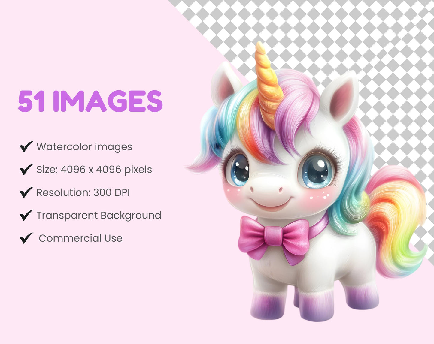 51 Baby Unicorn Clipart, Cute Unicorn png, Baby Unicorn Clipart Bundle, Magical Unicorn Clipart png bundle, Rainbow Unicorn Clipart