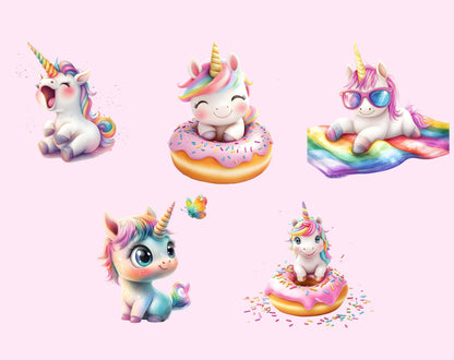 51 Baby Unicorn Clipart, Cute Unicorn png, Baby Unicorn Clipart Bundle, Magical Unicorn Clipart png bundle, Rainbow Unicorn Clipart