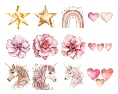 Aquarell-Boho-Regenbogen-Clipart-Bundle, Kinderzimmerkunst (Digitaler Download)