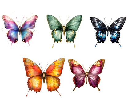 Watercolor Butterfly Clipart Bundle, Rainbow & Neon PNG (Digital Download)