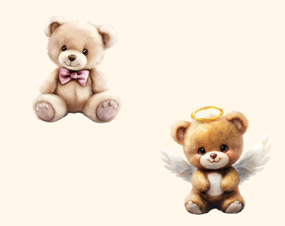 Aquarell-Teddybär-Clipart-Bundle, Kinderzimmerkunst (PNG, digitaler Download)