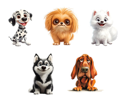 Skurrile Hunde-Clipart-Sammlung (PNG), Skurrile Hunde (PNG), Hunderassen-Clipart, Verspielte Hunde-Clipart, Niedliche Hunde-Clipart, Haustier-Clipart, Hochwertige Haustier-PNG-Datei