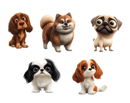 Skurrile Hunde-Clipart-Sammlung (PNG), Skurrile Hunde (PNG), Hunderassen-Clipart, Verspielte Hunde-Clipart, Niedliche Hunde-Clipart, Haustier-Clipart, Hochwertige Haustier-PNG-Datei