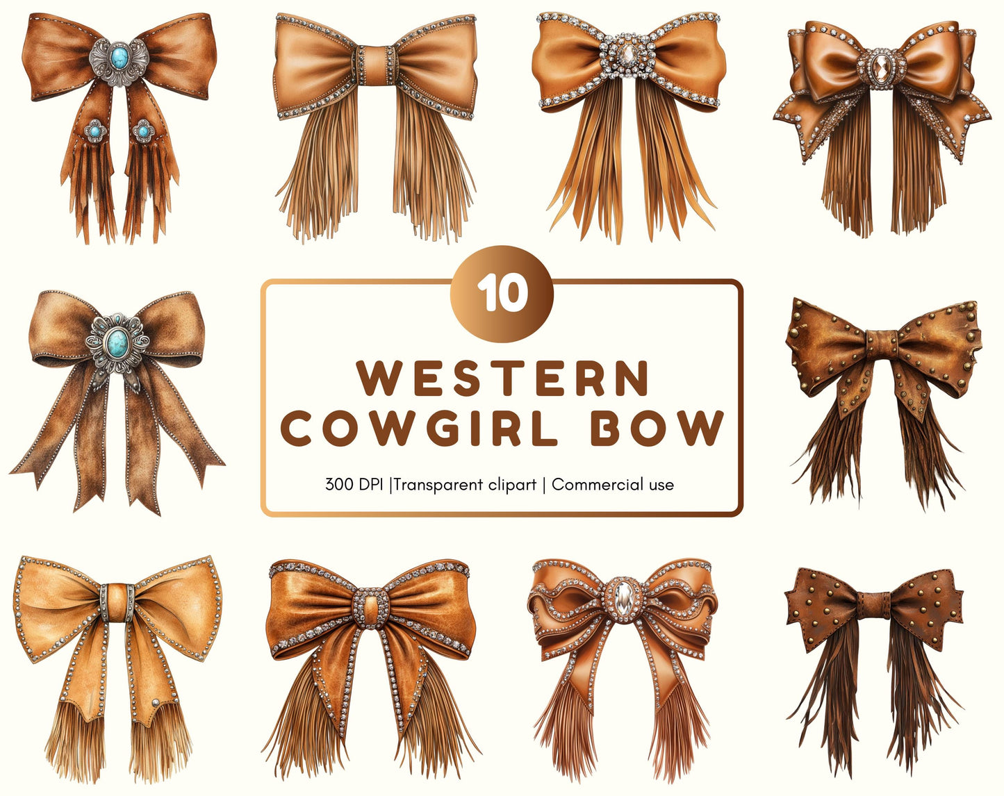 Cowgirl Bow Clipart Bundle png, Western Cowgirl Bow Clipart, Howdy Brown Bow Clipart, Coquette Bow png, Watercolor Bow Clipart