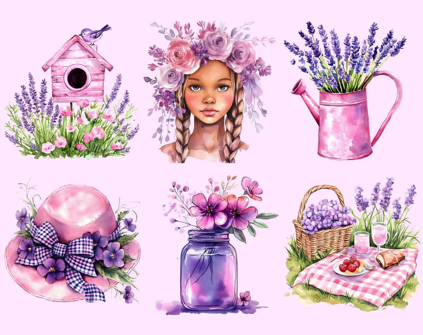 Aquarell-Frühlingsblumen-Clipart-Paket (Digitaler Download)