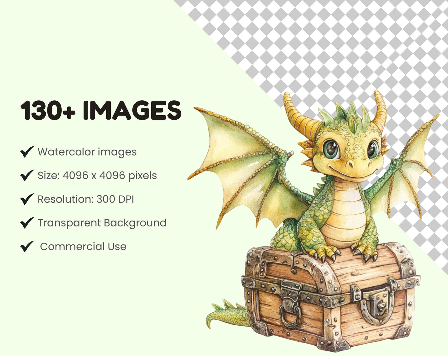 Watercolor Dragon Clipart Bundle, Fairy Tale Dragons (PNG)