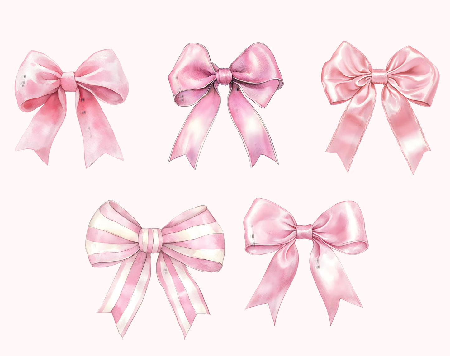 Watercolor Pink Bow Clipart Bundle, Pink Bow Clipart, Bow Clipart png, Coquette Bow Clipart, Checkered Pink Bow Clipart, Pink Ribbon Bow