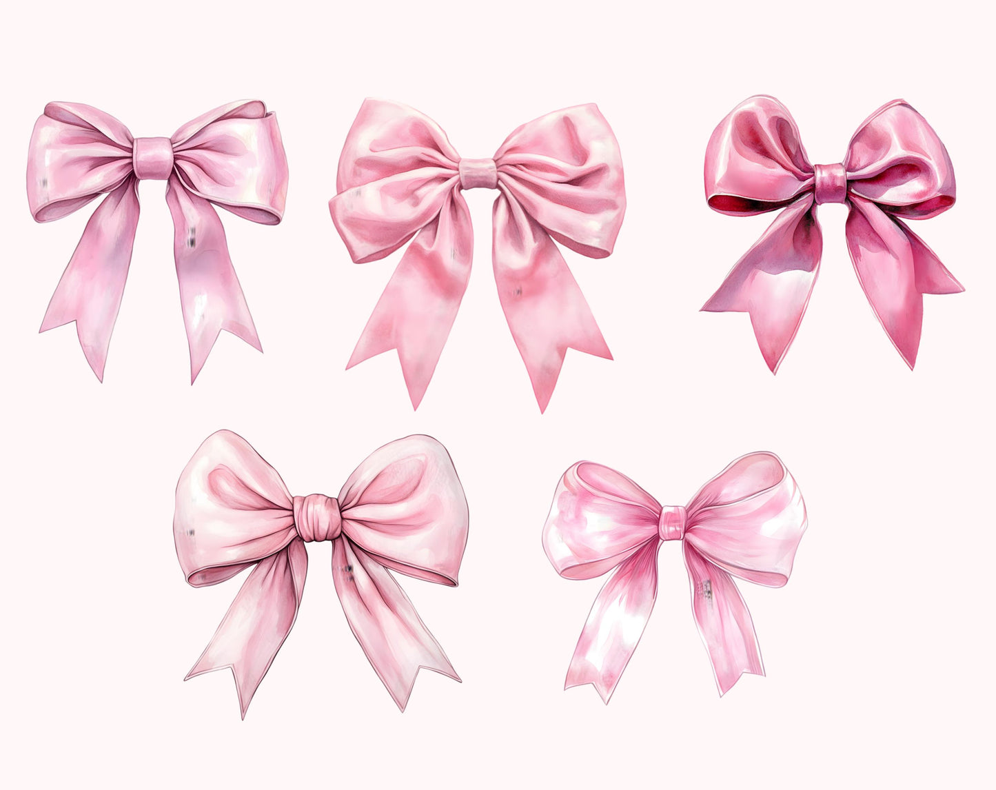 Watercolor Pink Bow Clipart Bundle, Pink Bow Clipart, Bow Clipart png, Coquette Bow Clipart, Checkered Pink Bow Clipart, Pink Ribbon Bow