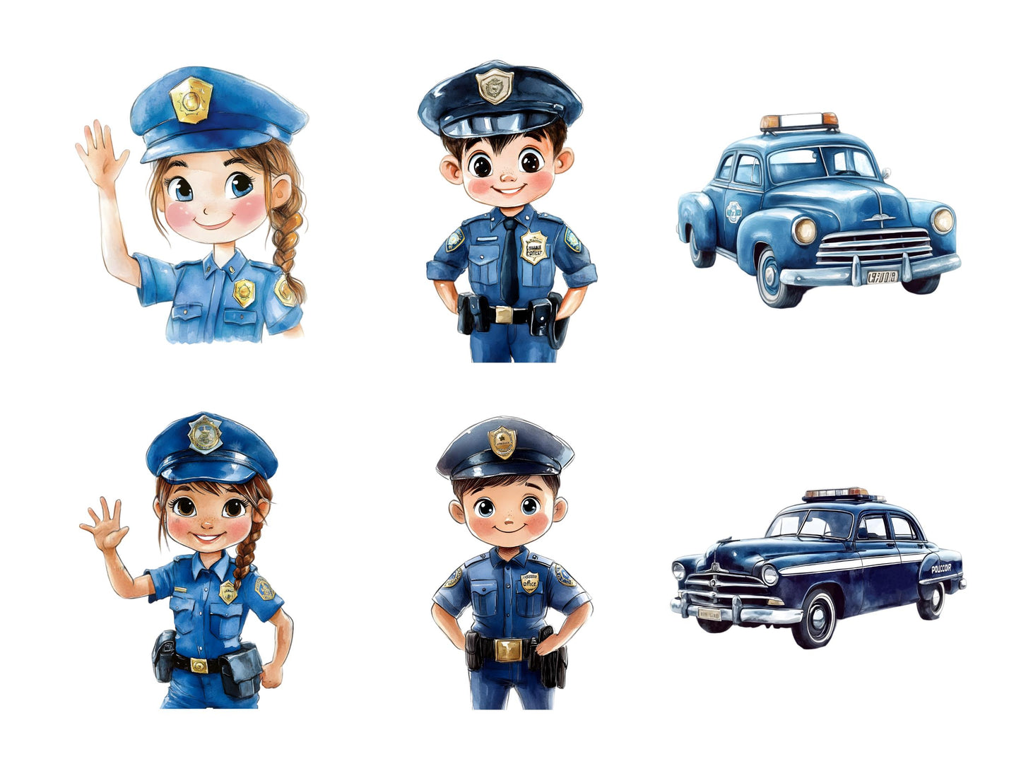 Watercolor Police Clipart png Bundle, Police Clipart, Cute Police Clipart, Police Station Clipart, Police Car Clipart, Police Officer png