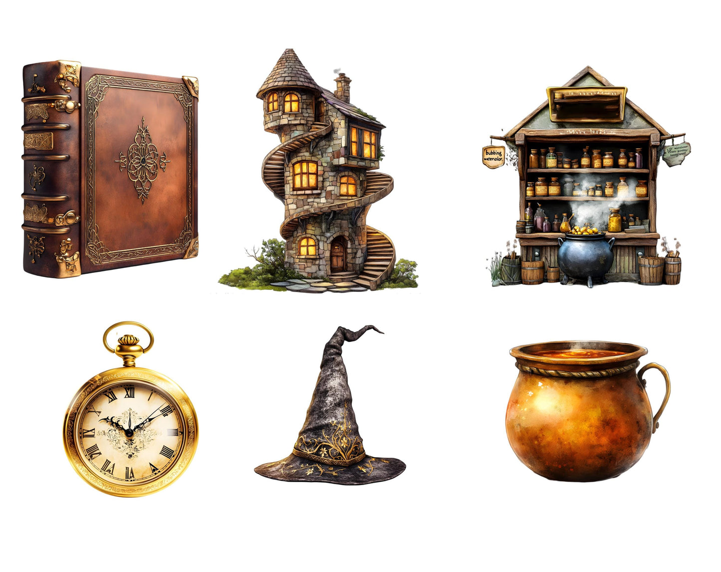 108 Watercolor Wizard School Clipart Bundle, Wizard School Clipart, Magic Wizard Clipart png, Magic School Clipart High Quality png