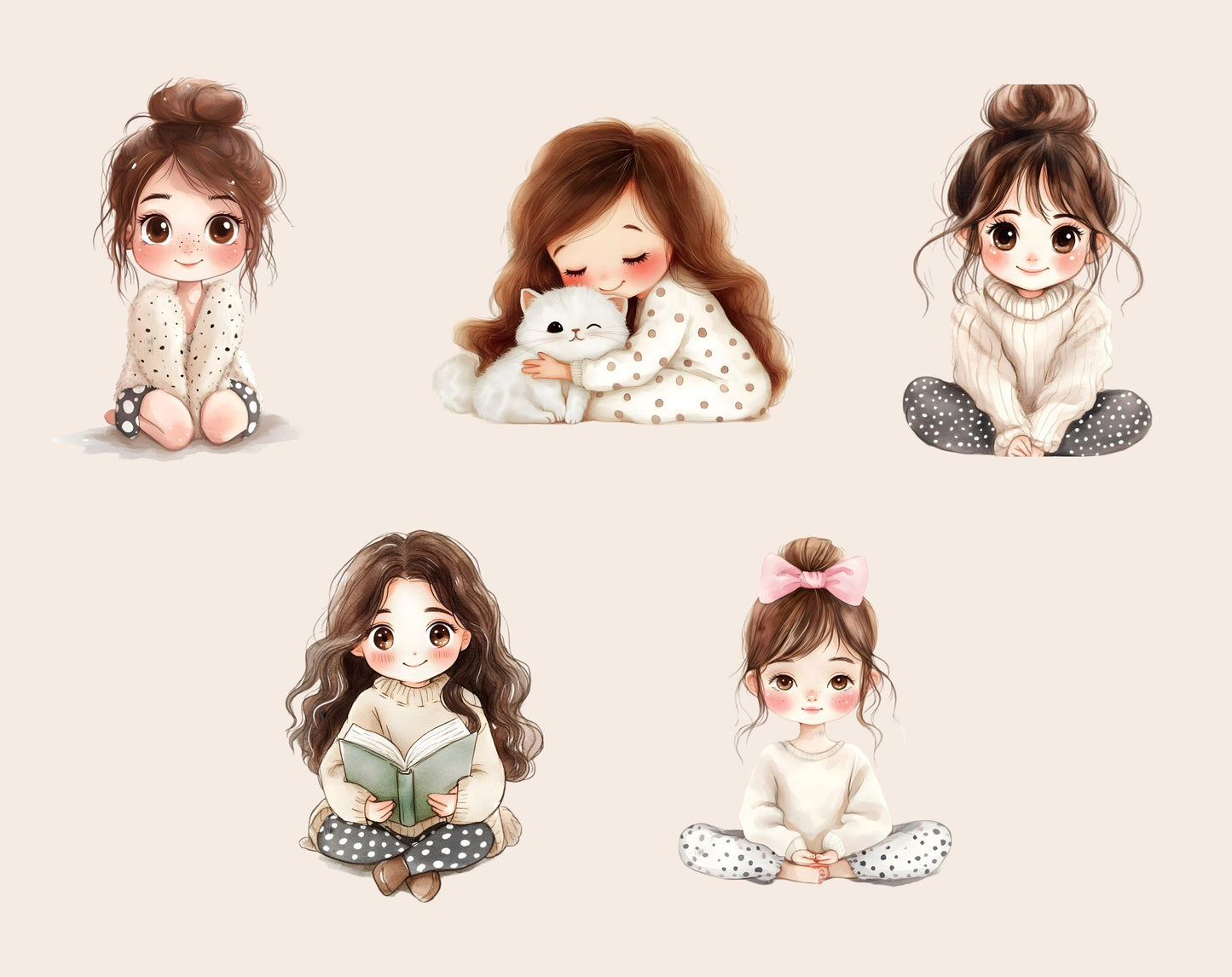 Watercolor Cozy Self Care Clipart, Planner Graphics (Digital Download)