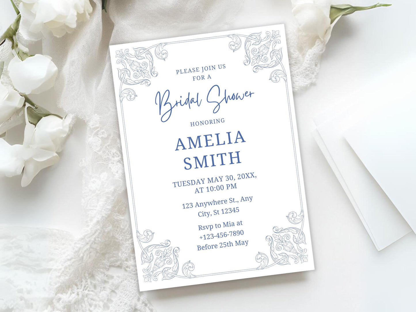 Floral Bridal Shower Invitation Template: Wildflower Design (PDF)