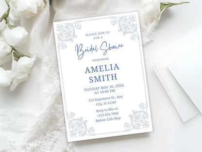 Floral Bridal Shower Invitation Template: Wildflower Design (PDF)