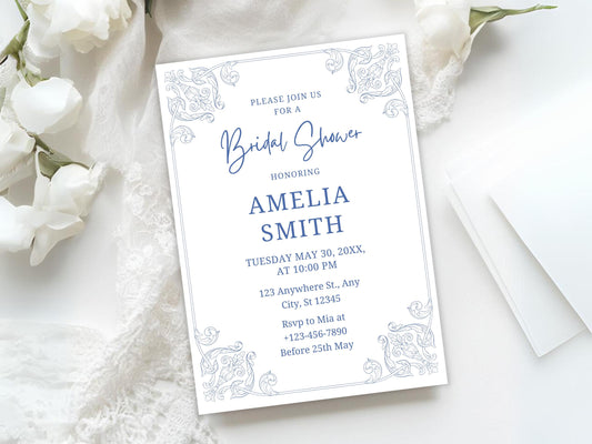 Floral Bridal Shower Invitation Template: Wildflower Design (PDF)