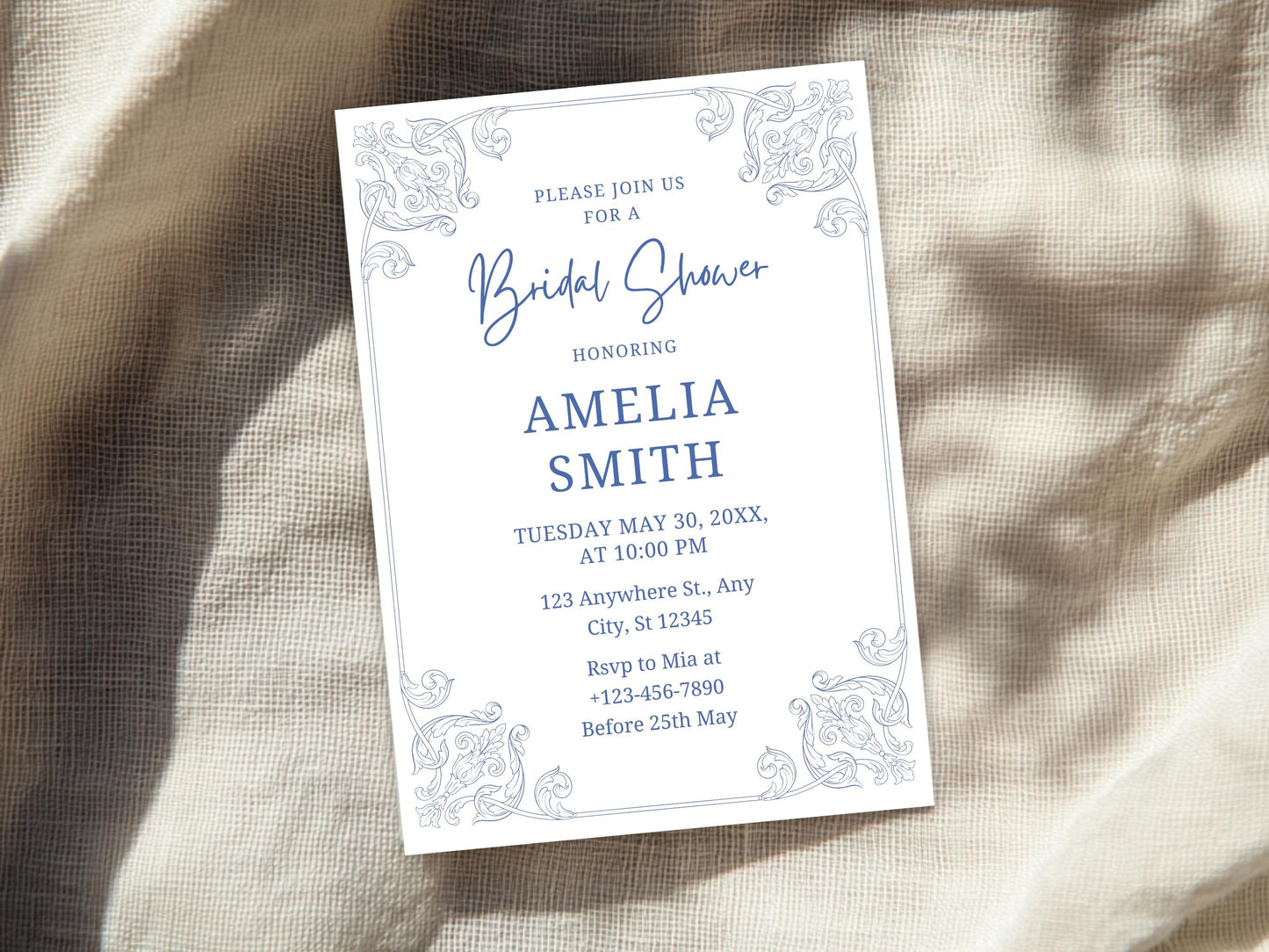 Floral Bridal Shower Invitation Template: Wildflower Design (PDF)