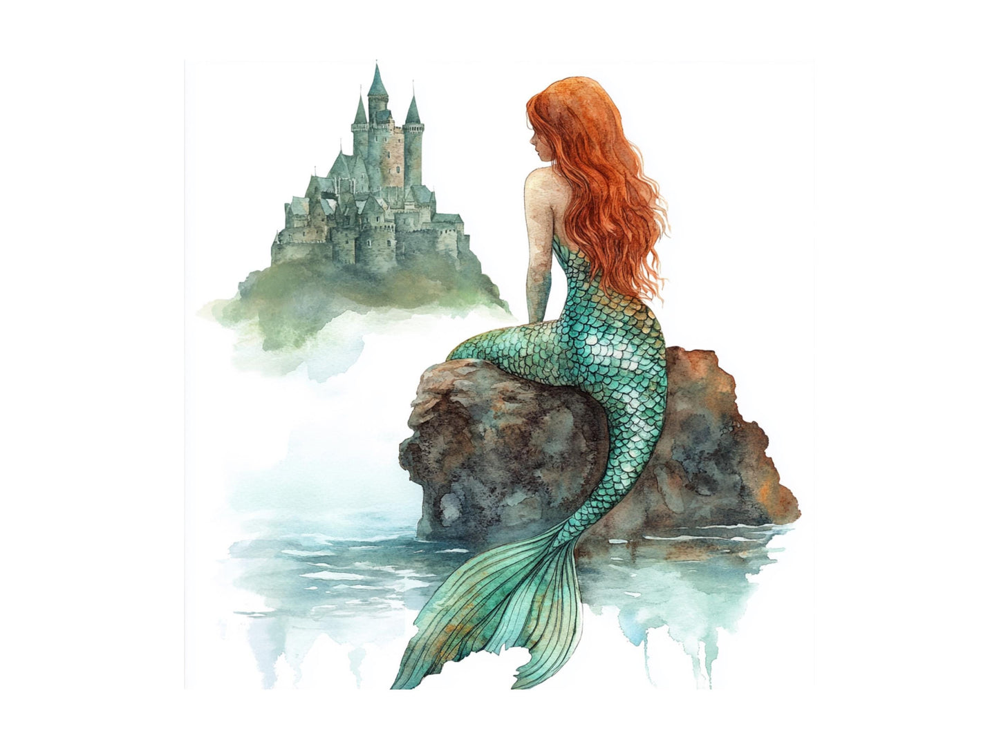 Meerjungfrauen-Clipart-Bundle (PNG), Aquarell-Meerjungfrauen-Clipart, niedliche Meerjungfrauen-Clipart, Unterwasser-Clipart, Unterwasser-Tier-Clipart