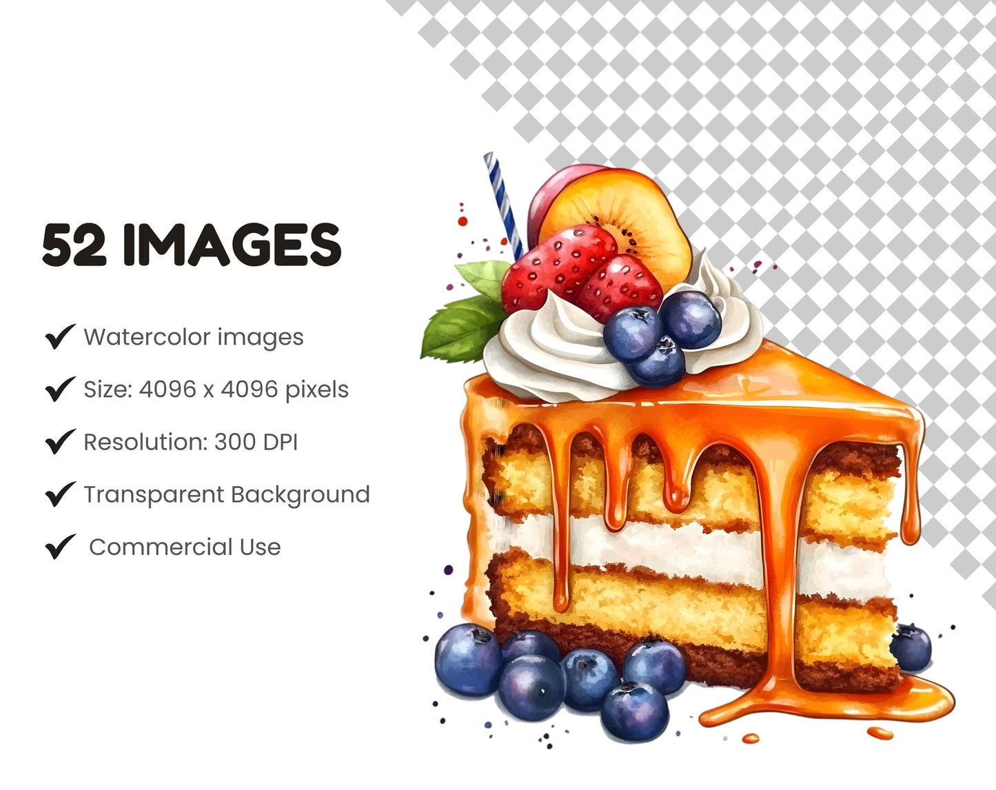 Watercolor Birthday Party Clipart Bundle (PNG Digital Download)