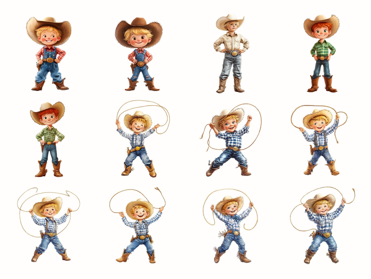 Cute Cowboy Clipart Bundle png, Watercolor Cowboy png, Baby Cowboy Clipart, Cute Western Clipart, Wild West Clipart, Baby Western Clipart
