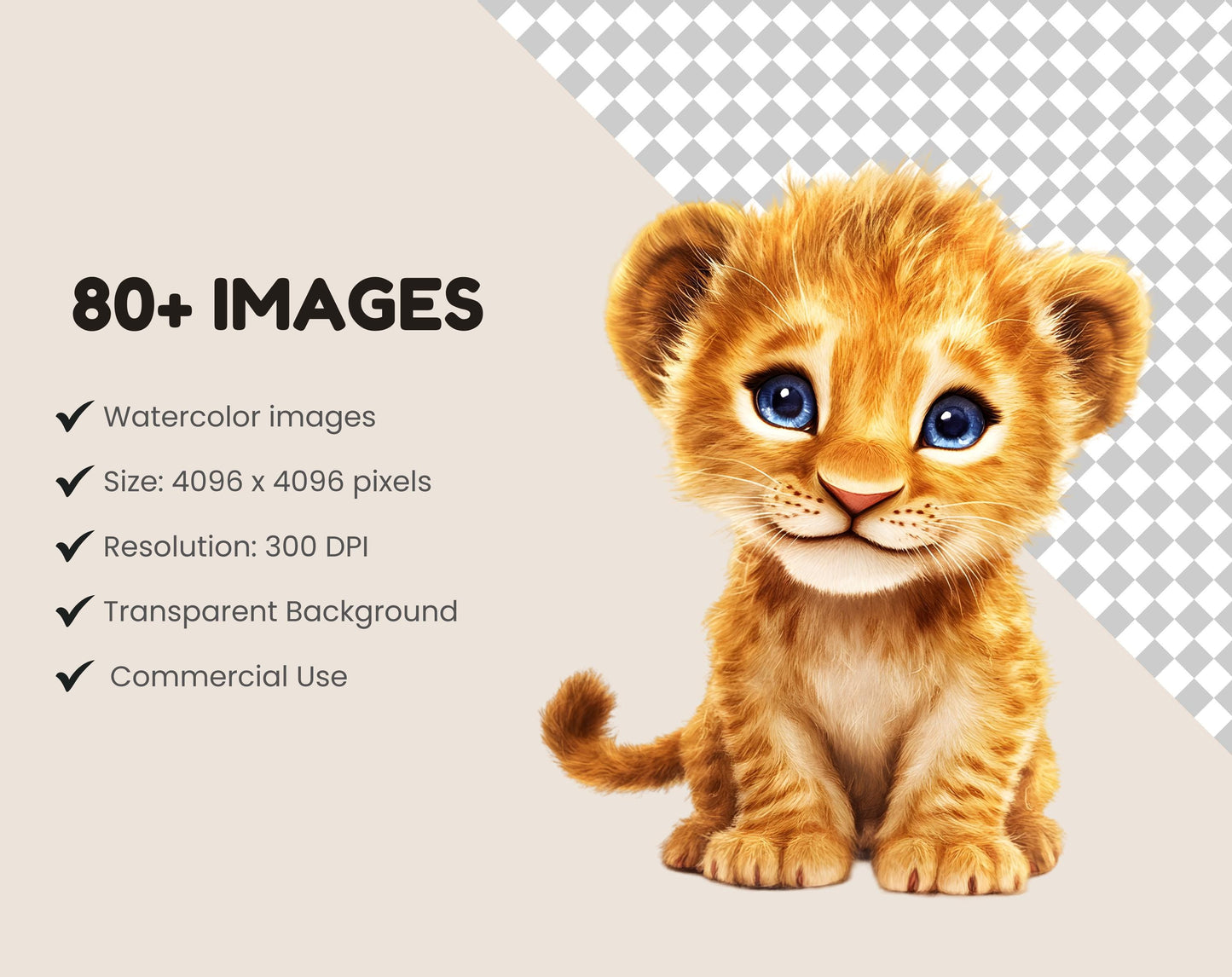 Watercolor Baby Animal Clipart Bundle, Nursery Art (PNG Digital Download)