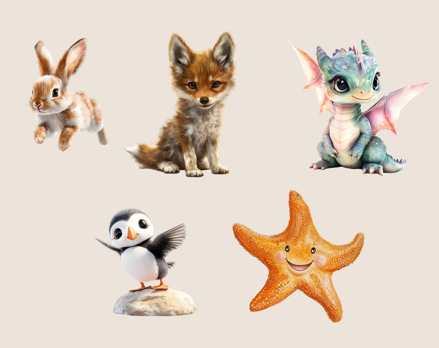 Watercolor Baby Animal Clipart Bundle, Nursery Art (PNG Digital Download)