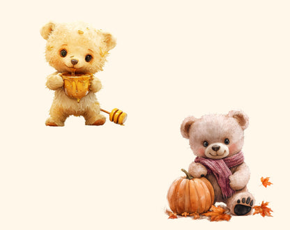Aquarell-Teddybär-Clipart-Bundle, Kinderzimmerkunst (PNG, digitaler Download)