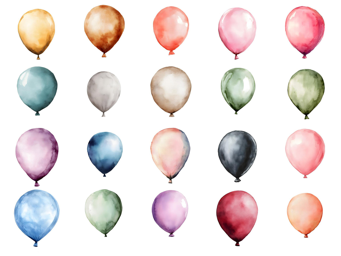 Birthday Balloon Clipart Bundle, Party Balloon Clipart, Birthday Décor Clipart, Balloons Frame Clipart Bundle, Watercolor Birthday Balloon