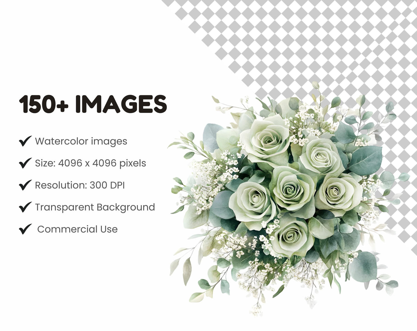 Watercolor Wedding Flower Clipart PNG Bundle (Digital Download)