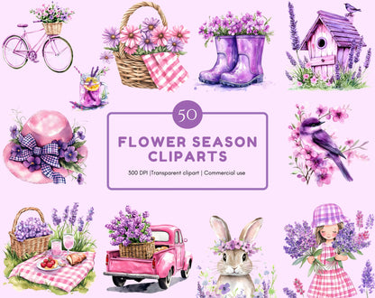 Aquarell-Frühlingsblumen-Clipart-Paket (Digitaler Download)