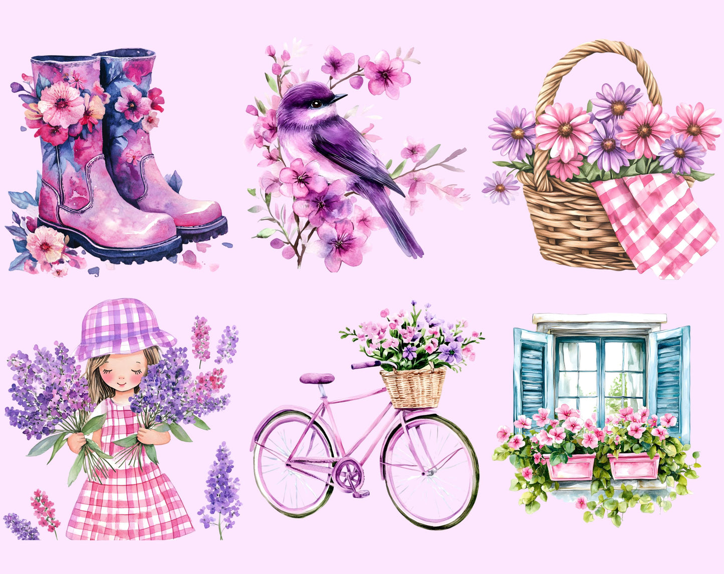 Aquarell-Frühlingsblumen-Clipart-Paket (Digitaler Download)