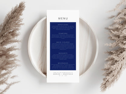 Minimalist Wedding Menu Template: Elegant Script (Printable & Editable)