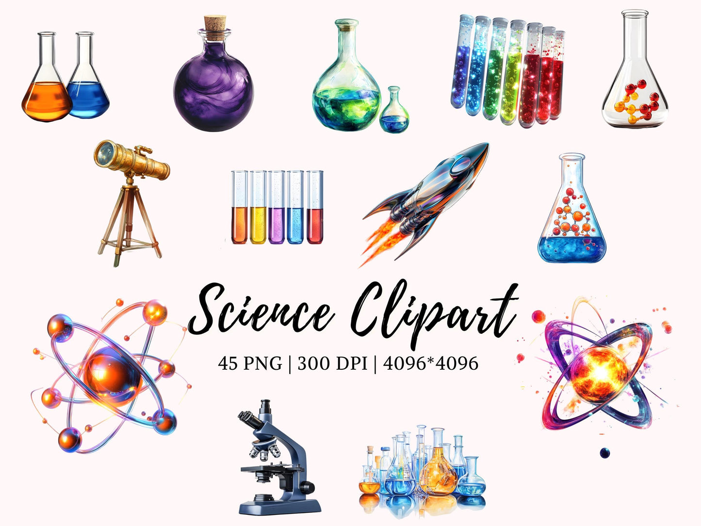 Science Clipart Bundle png, Science Equipment Clipart, Science Stickers Clipart, Science Teacher png, Teacher Clipart png, Lab Clipart