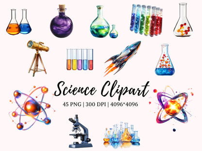 Science Clipart Bundle png, Science Equipment Clipart, Science Stickers Clipart, Science Teacher png, Teacher Clipart png, Lab Clipart