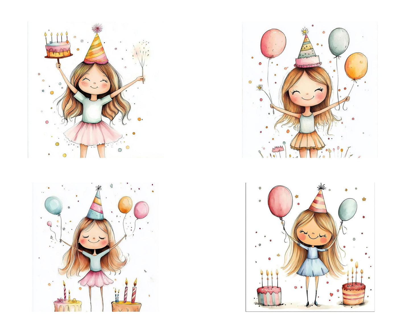 Quirky Birthday Girl Clipart Bundle (PNG Digital Download)