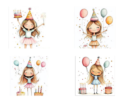 Quirky Birthday Girl Clipart Bundle (PNG Digital Download)