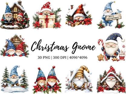 Christmas Gnome Clipart png  Bundle, Winter Gnome Clipart. Gnme png, Christmas Gnome Clipart, Christmas png Sublimation, Digital Download